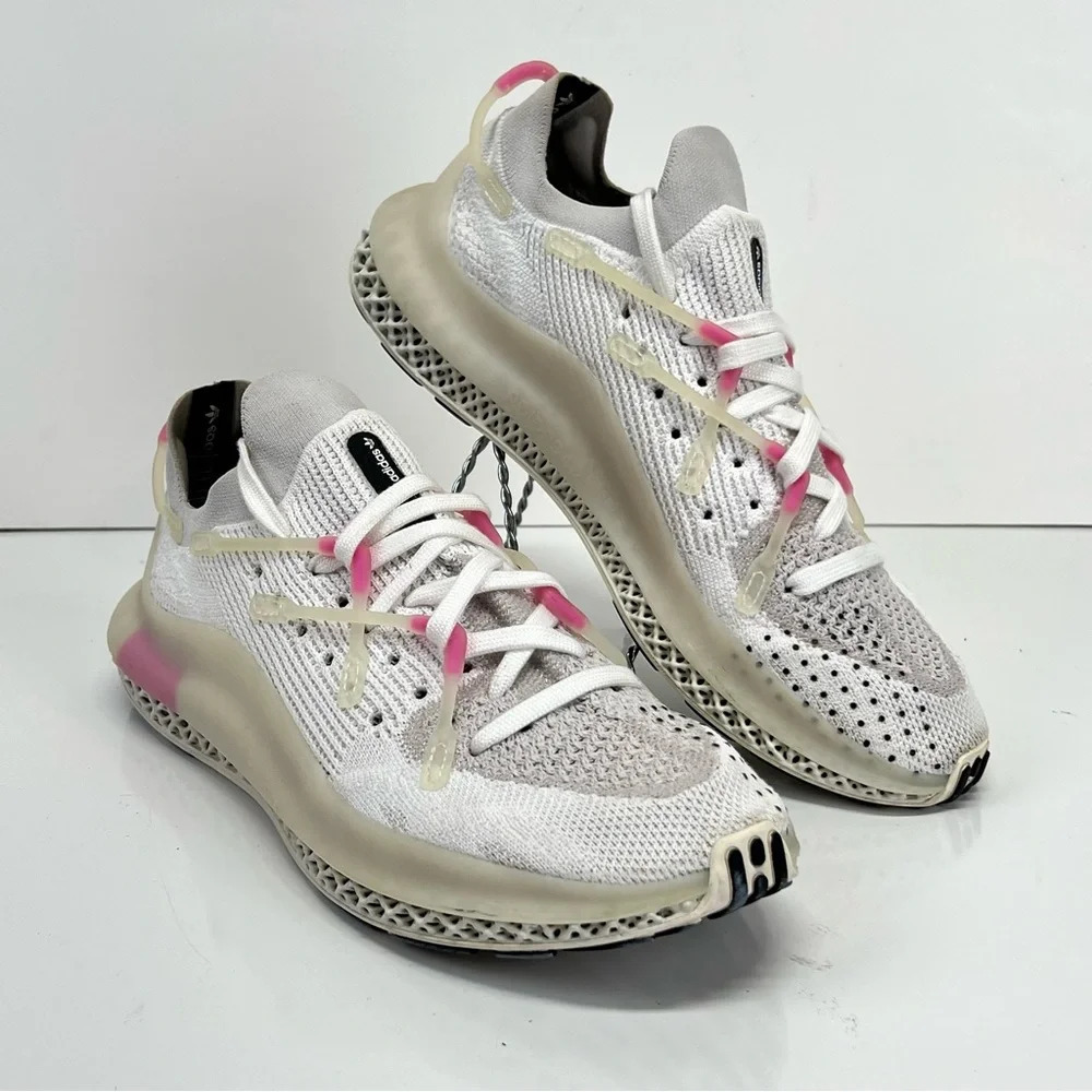 ADIDAS Men's White and pink 4D FUSIO CLOUD  running sneakers size 9.5 - Picture 2 of 13
